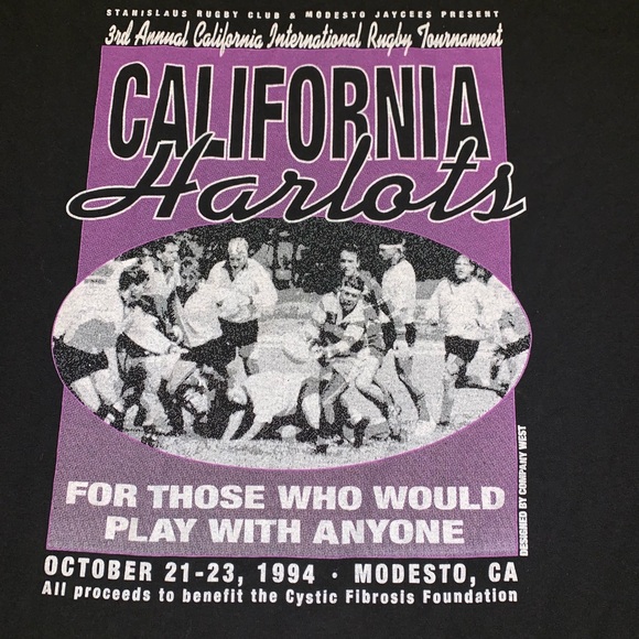 VTG 1994 California Harlots Rugby Shirt Size XXL - Picture 2 of 8